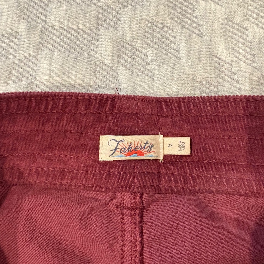 Faherty Dark Red Corduroy Pants Size 27 - Picture 2 of 3